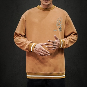 风黑墙秋装新款男士大码套头卫衣长袖脸谱绣花上衣W02,红色上衣可以搭配什么颜色图片