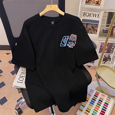 重磅美式条纹纯棉短袖绣花t恤男夏季新款万针刺绣上衣S4405-特P40，男装T恤，星座610B-1