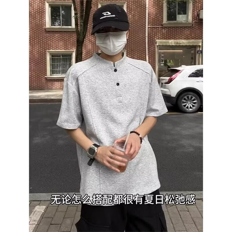 丝光棉polo衫男短袖2026夏季潮牌高端商务翻领t恤黑色上衣服带领,男装T恤,星座506A