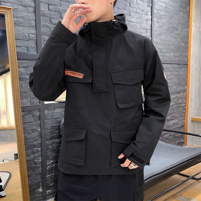 2021秋季新店主风日系大码多口袋潮牌男连帽夹克J955-特P40,男装夹克,电商A001