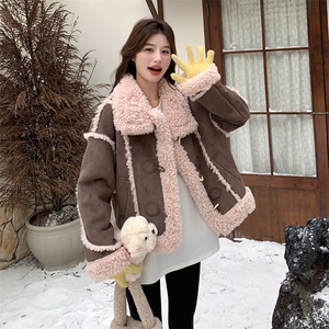 2025冬季新款粉色羊羔毛外套203-8825-P205-K268，女装羊羔毛/颗粒绒，浪娴服饰