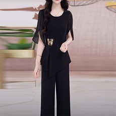 泓澄茂时尚套装女春夏2026年高档气质高端复古减龄妈妈两件套裤子，女装套装/套裙，超越