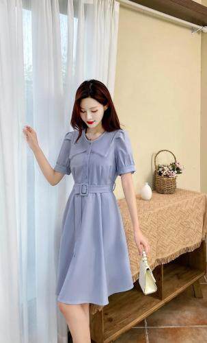 现货2021夏新款小清新淑女短袖连衣裙M-XXL，女装连衣裙，艾涵o