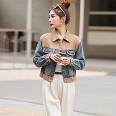 BAO拼接牛仔外套女春秋2025新款韩版宽松显瘦今年流行夹克上衣潮，女装套装/套裙，美拉德工厂直营店