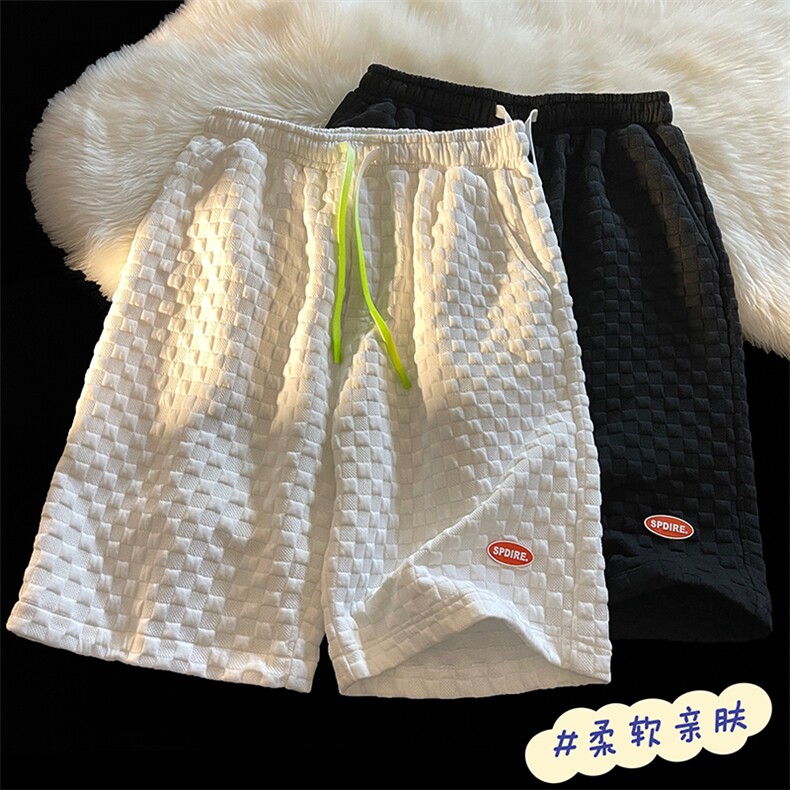 2023 夏季新款 港风摆拍大码休闲华夫格短裤M-5X HK22257-P35图片