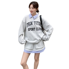【新品】套装~假两件字母卫衣短裙两件套28613-P169-K278，女装套装/套裙，2B076