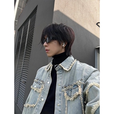 【有货】cleanfit黄泥色毛边牛仔外套男款美式高街夹克CT01LL-P65，男装夹克，星座1007（原301D）
