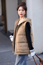 现货2022冬季新款时尚百搭连帽羽绒马甲，女装羽绒服，深水步