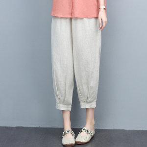2021夏季时尚简约大方气质优雅收腰显瘦宽松舒适休闲修身休闲裤，女装休闲裤，悦见她