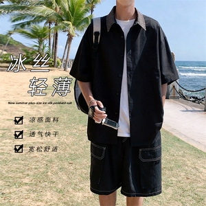 2026夏季新款冰感冰丝领口拼接短袖衬衫CD6414-特P30建议零售价78图片