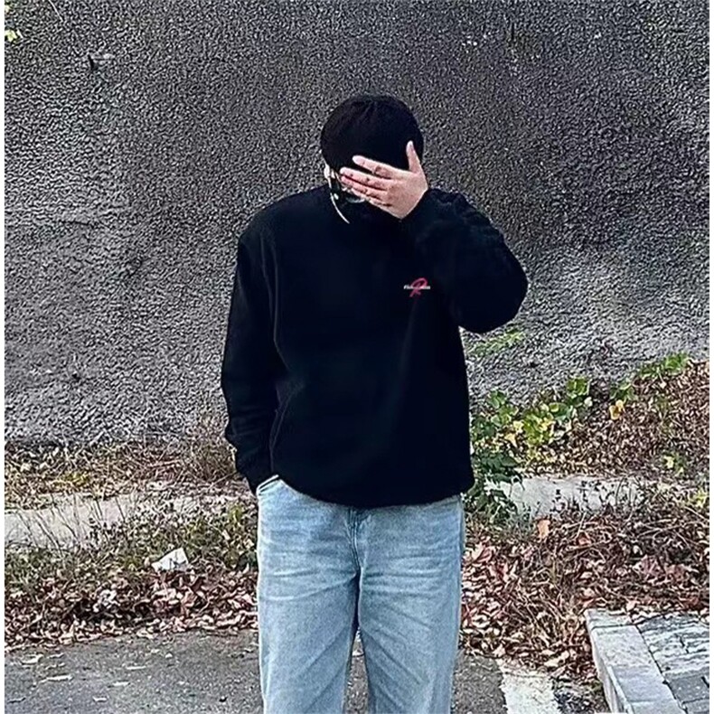 抖音得物现货高品质美式宽松圆领印花卫衣新款重磅卫衣ADY100,男装卫衣,电商A443