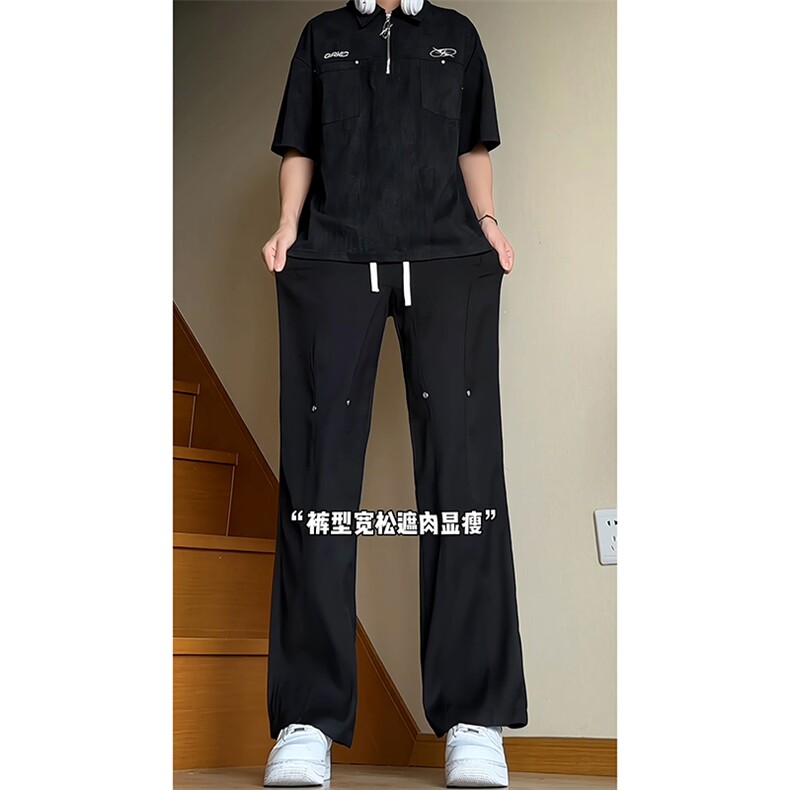 B221美式ins高街暗黑高品质冰丝休闲裤西裤LK24194-特P38控68,男装休闲裤,电商B221