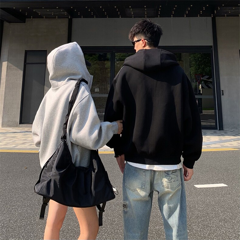 抖音得物高品质秋冬美式高街重磅结构辑明线纹理连帽卫衣外套W111,男装卫衣,电商A486