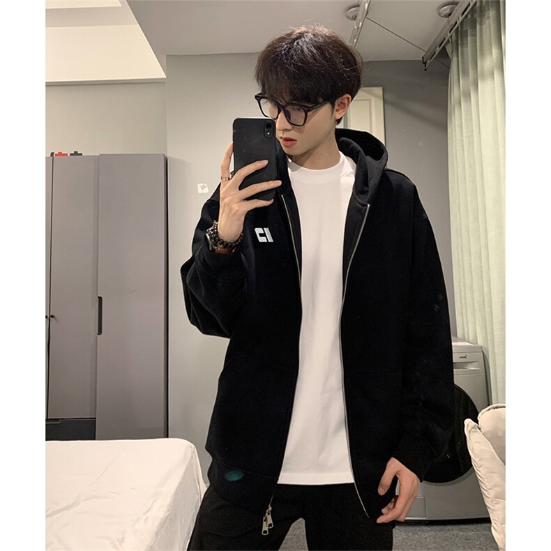 抖音得物高品质350克秋冬双头双拉链卫衣开衫外套AW7405,女装短外套,电商A443