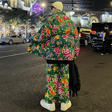 东北大花棉衣套装风汉服套装加厚保暖防寒棉服加绒裤机车H203，男装休闲套装，星座115A(原星座507）