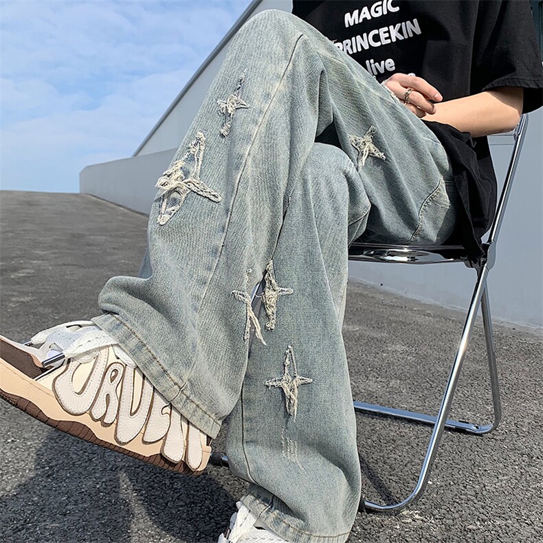 新款美式刺绣贴布十字架微喇牛仔裤DS-A316-1K1080P65控88,男装牛仔裤,星座906（原电商a316-1）