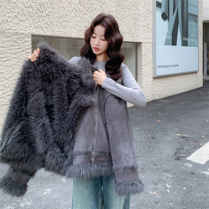 新款主推皮毛一体外套2673-P205-K308,女装短外套,2C129