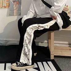 高级感裤子男设计感高街美式oversize阔腿裤拼接运动裤K1436-P35，男装休闲裤，星座512-4