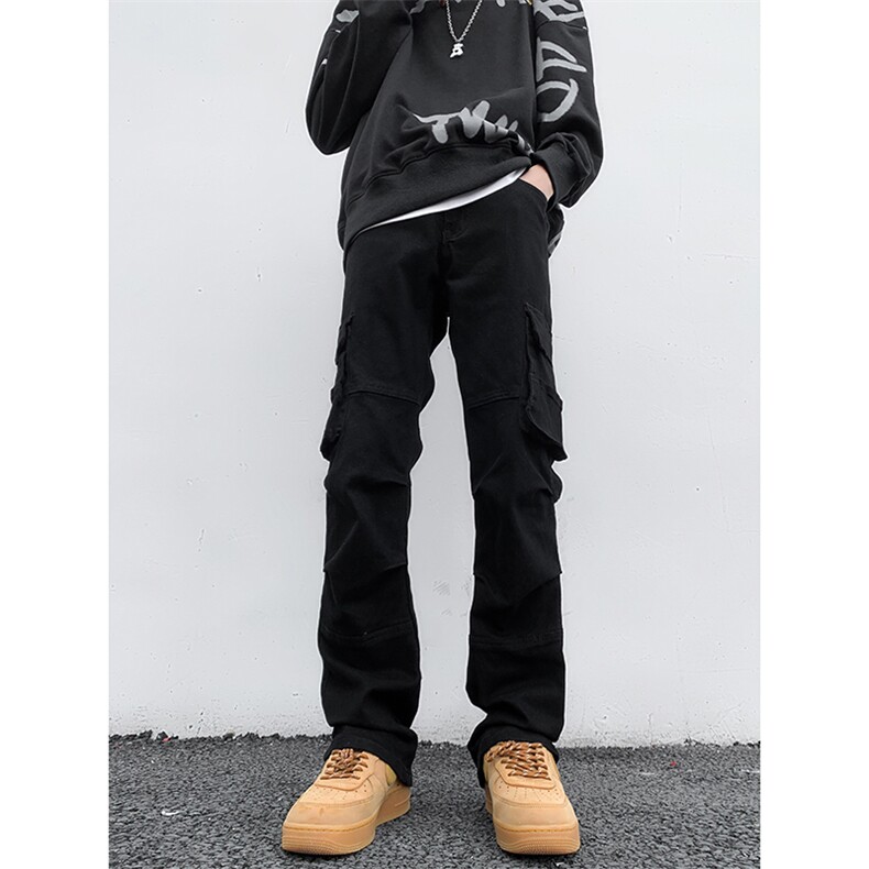 B221美式ins高街暗黑拼接弹力工装牛仔裤LK24163-P75控98,男装牛仔裤,电商B221