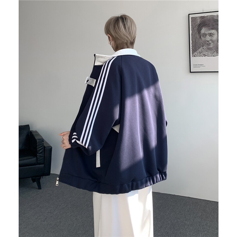 WY10190-特P60420g重磅-高品质-条纹设计感大码保暖卫衣外套男,男装棉衣,电商A059