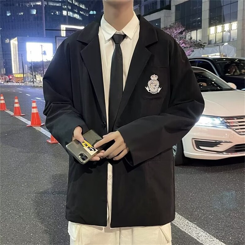 学院风休闲男DK制服徽章短袖情侣装夏秋季薄款西服外套XI01/P50,男装T恤,星座506