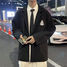 学院风休闲男DK制服徽章短袖情侣装夏秋季薄款西服外套XI01/P50，男装T恤，星座506