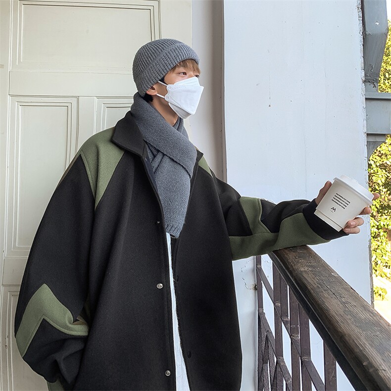 男装夹克2026秋冬季新款拼色毛呢大衣男生外套XZ514-2-F512-P115,男装夹克,星座514-2(原B239)