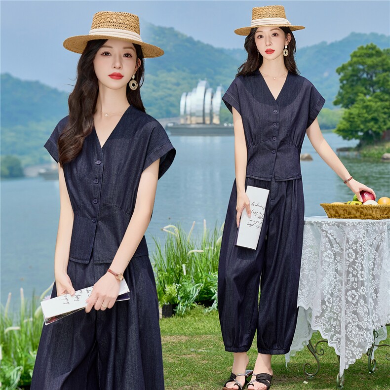 2026年夏季新品时尚气质休闲牛仔套装女,女装套装/套裙,依路服饰