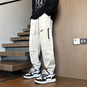 春款港风休闲裤冲锋裤伞兵裤宽松运动裤拖地裤束脚裤男KP833 P50图片