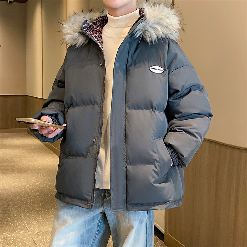 冬季宽松/连帽大毛领休闲外套潮加厚棉衣XZ102B-1M8005-P135,男装棉衣,星座102B-1