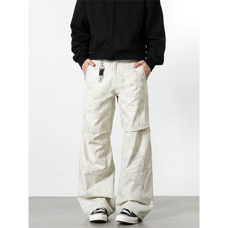 （网图慎用）扎染褶皱痞帅伞兵大码微喇工装裤男K24001-特P42控79，男装工装外套，电商A001