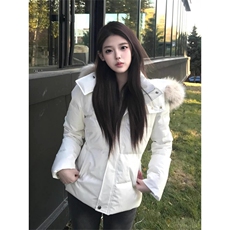 美式毛领连帽棉服女冬季加厚收腰显瘦学生棉袄外套8056-P110网图，男装棉衣，电商B245