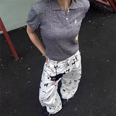 高街vibe潮牌黄泥染水洗做旧破洞牛仔裤男美式复古宽松直筒阔腿裤，男装牛仔裤，星座506A