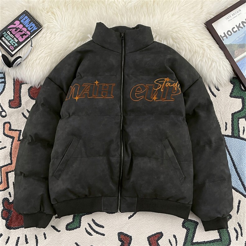 复古刺绣PU皮羽绒服棉服男女冬季加厚oversize宽松皮衣外套ins潮,男装皮衣,星座505-2（原电商A260-1)