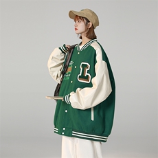 港风上衣夹克宽松落肩拼色棒球服外套JK710-P65，男装夹克，星座1204-3