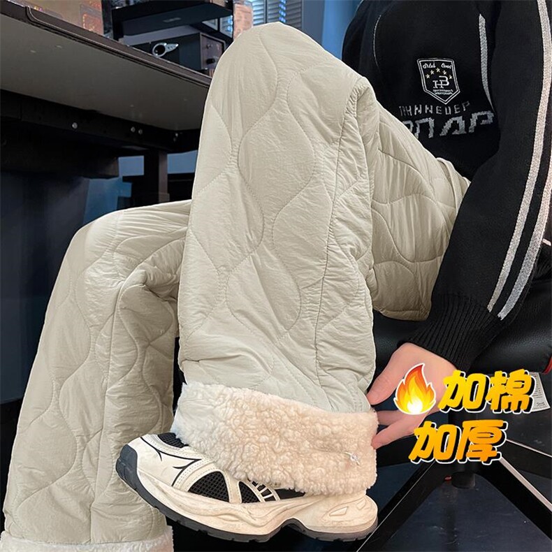 抖音羊羔毛菱格宽松大码中性拖地棉裤K5613J加棉-特P45控78，男装棉裤，电商A001