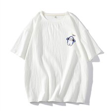 YT26167-P30亚麻短袖t恤男大码五分袖男宽松七分袖港风摆拍，男装T恤，电商A040