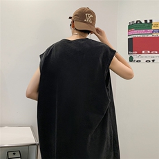 数据超好抖音品240克重磅欧美式潮牌水洗背心无袖t恤BX330-P35，男装T恤，电商A486
