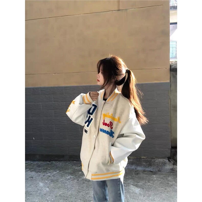 春季新款港风日系字母毛巾刺绣立领棒球服夹克外套insJK1429-P88,男装夹克,星座313A(原308A-2)