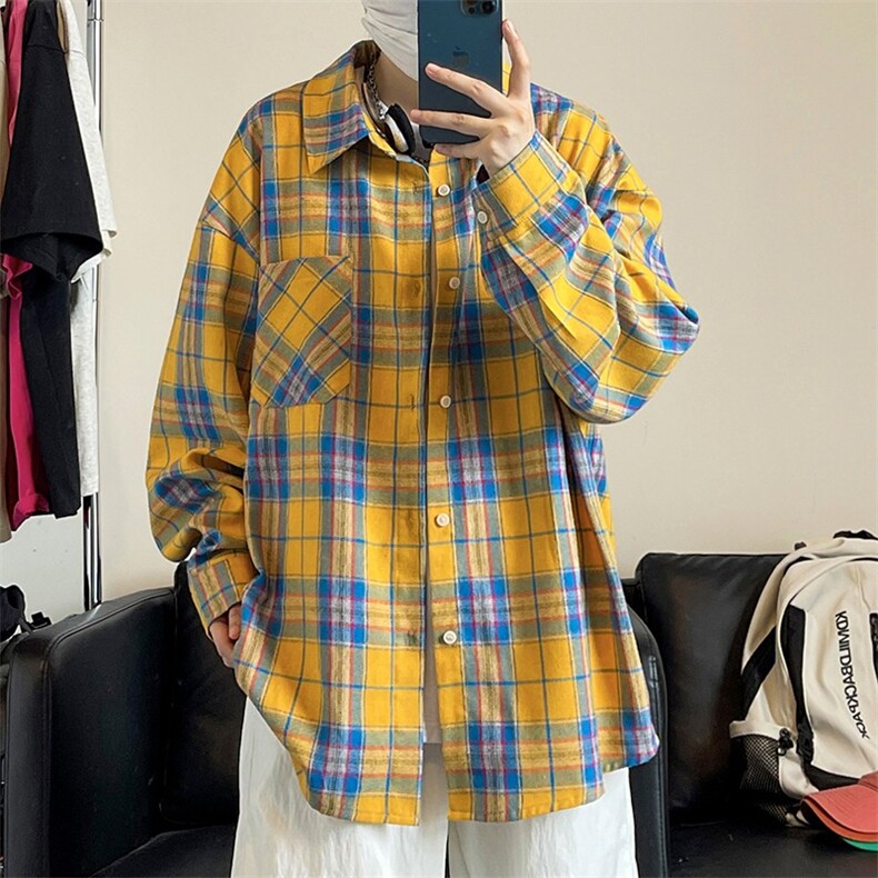 2026春季潮流设计格子衬衫贴标休闲大码长袖上衣C2501-特P30控58,男装衬衫,电商A001