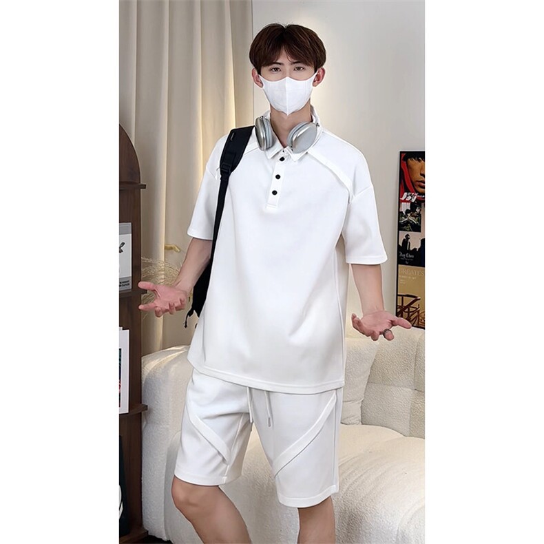 日系polo衫拼接T恤套装T3644上衣特P29控58/DK8615特P29控58,男装T恤,电商A007