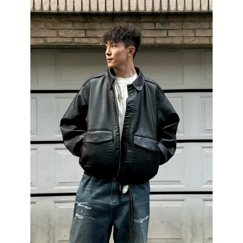 网图现货加厚加棉皮衣飞行员外套1209-1-JK19-P90主推可谈,男装皮衣,星座1209-1
