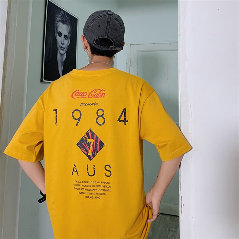 2021春夏新款港风潮流韩版宽松情侣字母印花男装短袖T恤T83-P30,男装T恤,电商A009A（原A058A）