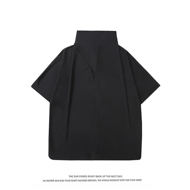 大码G山本耀司冰丝小众设计痞帅高堆领七分中短袖t恤T275/P50控69,男装T恤,星座608A