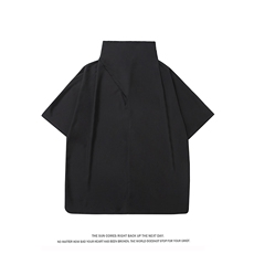 大码G山本耀司冰丝小众设计痞帅高堆领七分中短袖t恤T275/P50控69，男装T恤，星座608A