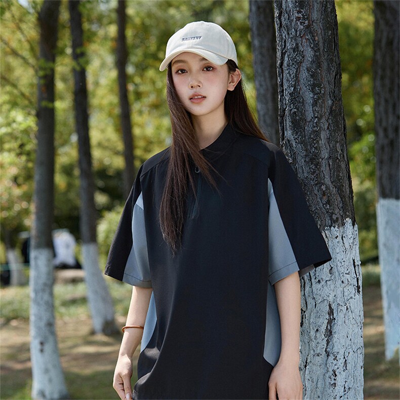 夏季新款潮牌宽松美式拼接男女青少年短袖T恤A406T6065特P35,男装T恤,星座309（原A406）