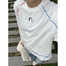 ！彩色不规则三针五线长袖t恤内搭打底衫上衣特P32，男装T恤，星座617C