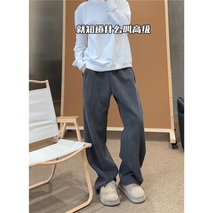 美式复古斑马纹弯刀卫裤男cleanfit慵懒风重磅阔腿裤LZY4033-P50图片