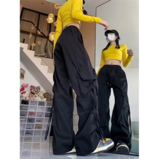 ins美式大口袋垂感宽松直筒裤子冬季休闲裤男女AK798-P35加绒45，男装休闲裤，星座1008