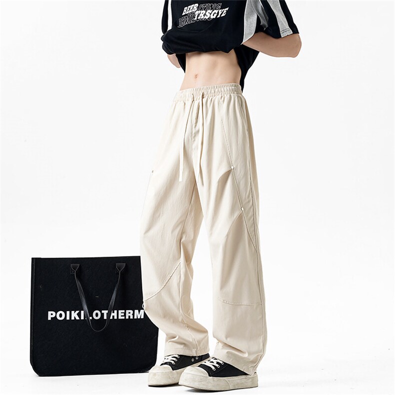 休闲裤男夏季新款港风宽松冰丝工装阔腿裤CK8202-P42，男装工装外套，星座214-3